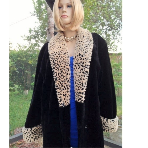 NEW FAUX FUR COAT WITH LEOPARD ANIMAL PRINT SIZE MEDIUM - Picture 7 of 13